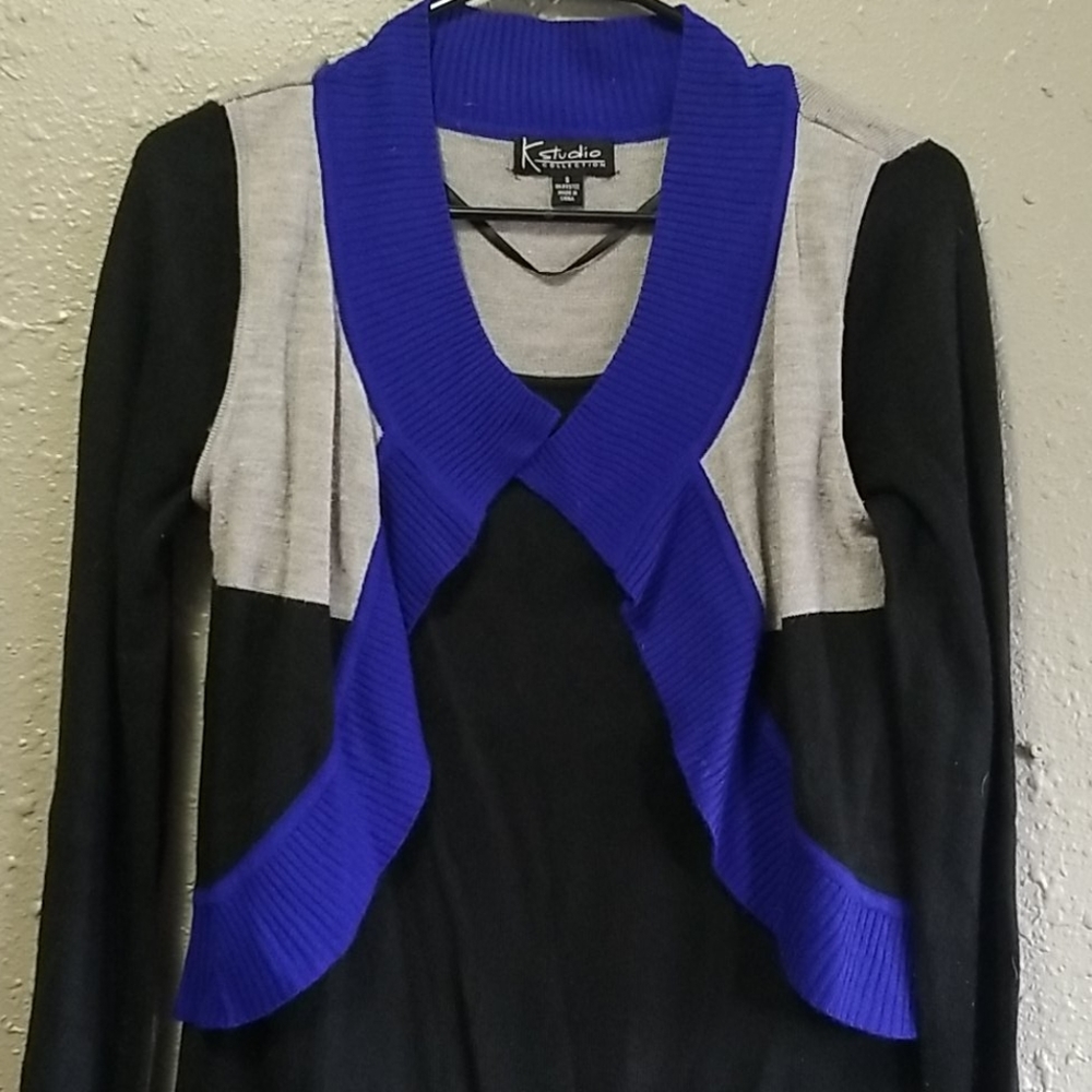 Black, Blue and Gray Sweater Dress